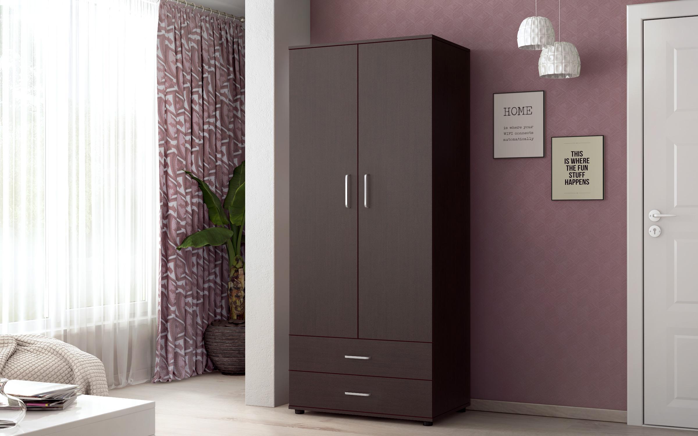 Double-winged wardrobe with drawers Eron XS, Wenge  1